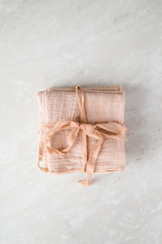 Blush Pink Cotton Gauze Plant Dyed Naturally Dyed Cloth Napkin Set or Single Napkin Zero Waste Eco F #clothnapkins