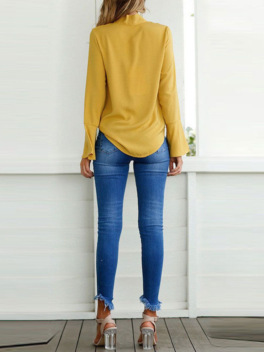 buy autumn spring chiffon women tie collar bowknot plain fashionmia size chart