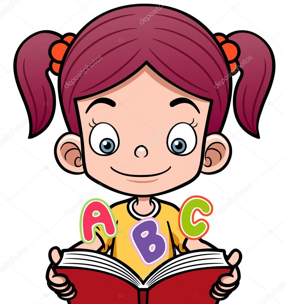 resultado de imagem para desenho de menina lendo livros clipart