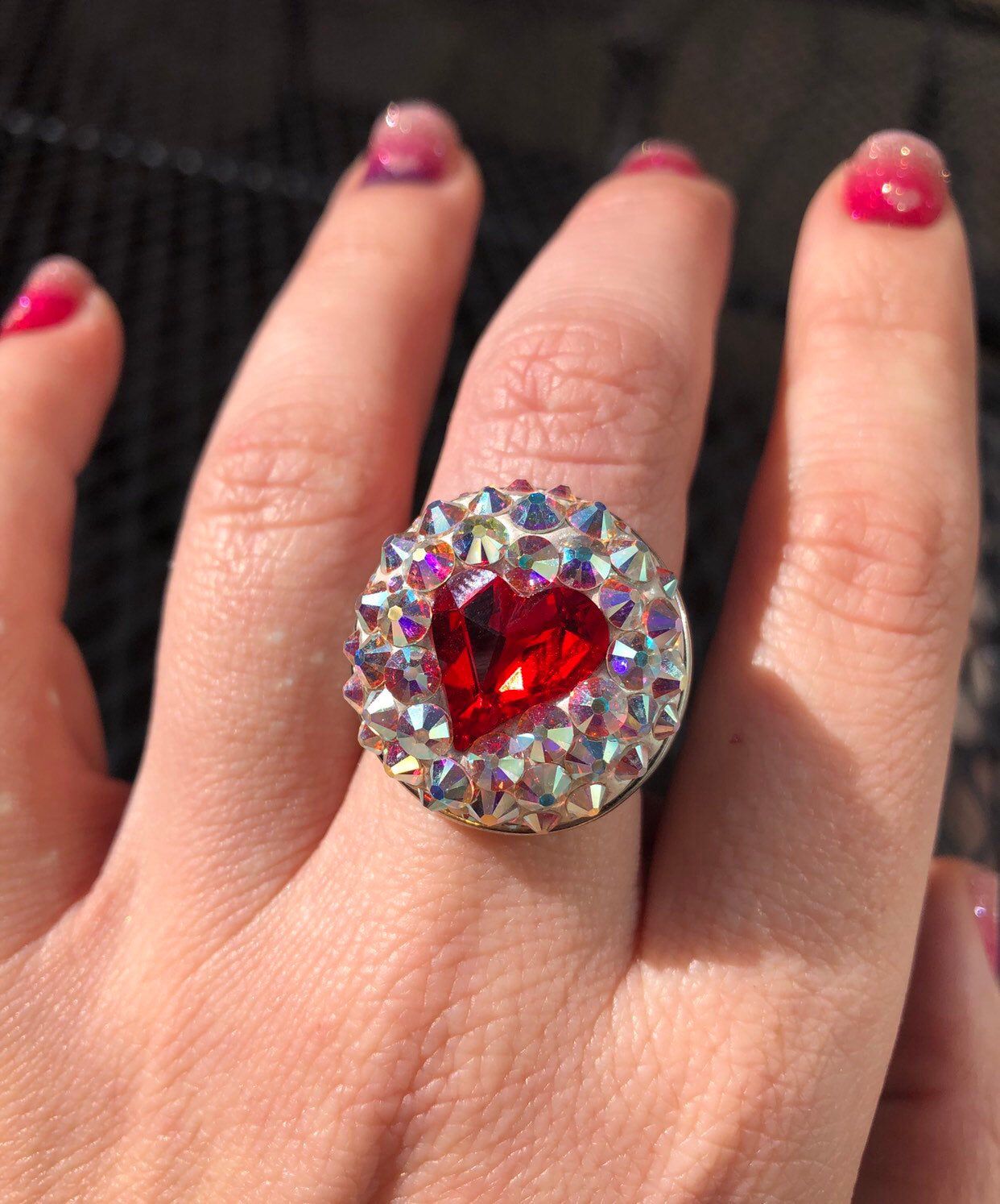 Swarovski Mimosa Halo Red Heart Ring Swarovski Jewelry Rings Swarovski Swarovski Stones