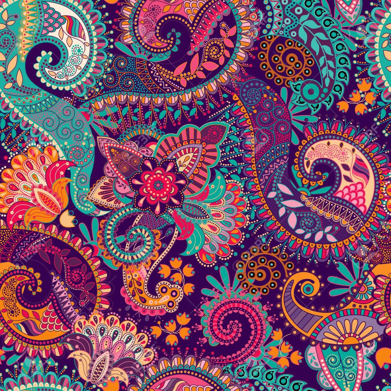Riyidecor Mandala Indian Bohemian Shower Curtain Paisley Purple Floral Boho Y...
