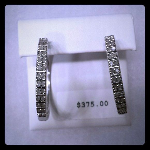 Diamond Earrings 50ctw My Posh Picks Pinterest Diamond Earrings 50ctw Real Hoop Sterling Silver Worn Once For A Special Event Kohls Jewelry