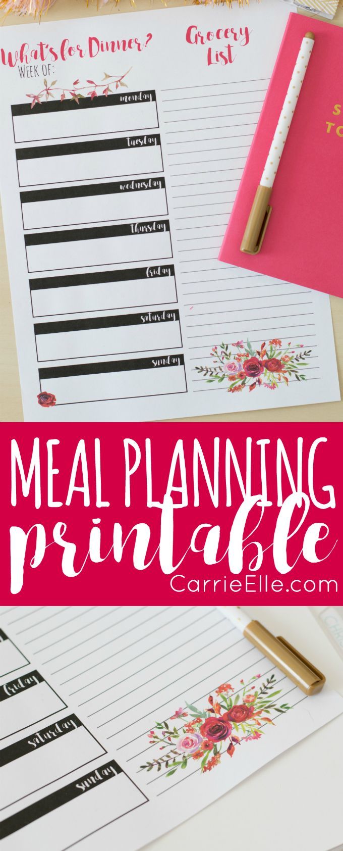 This pretty meal planning printable is a great way to make meal This pretty meal planning printable is a great way to make meal