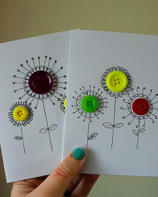 CAFÔFU - ATELIÊ DE ARTE: O QUE ME INSPIROU ESSA SEMANA? Cute Cards, Diy Cards, Button Cards, Diy Buttons, Handmade Birthday Cards, Creative Cards, Scrapbook Cards, Homemade Cards, Card Art