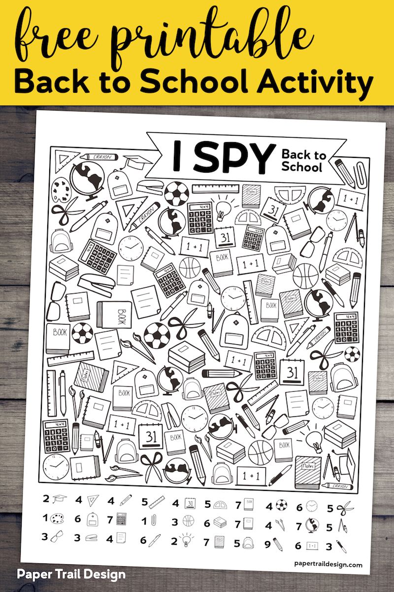 Free Printable I Spy Back to School Activity