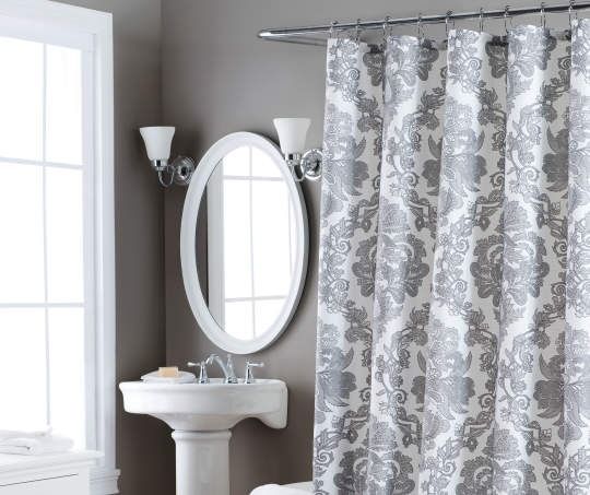 Aprima Gray White Berkshire Shower Curtain Big Lots Curtains Window In Gray Shower Curtains, Big Lots Shower Curtains