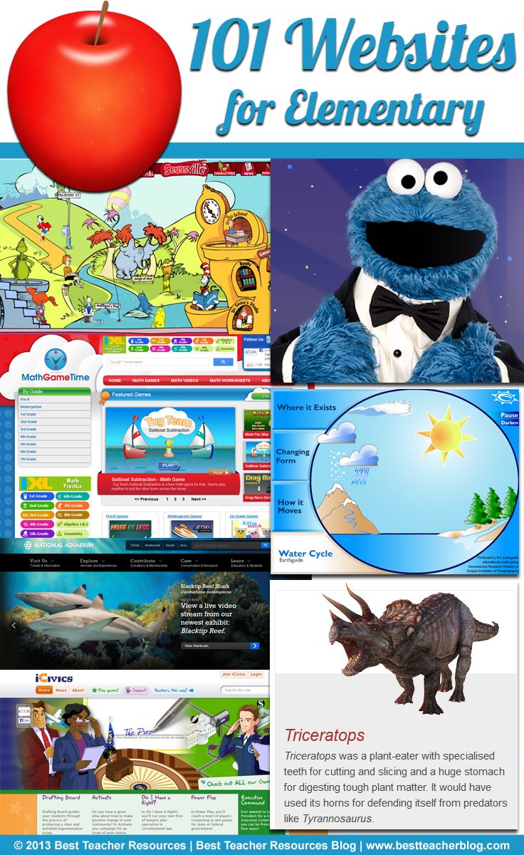 101 Websites for Elementary Teachers~ Supper cool list. Some are just OK, but others rock!