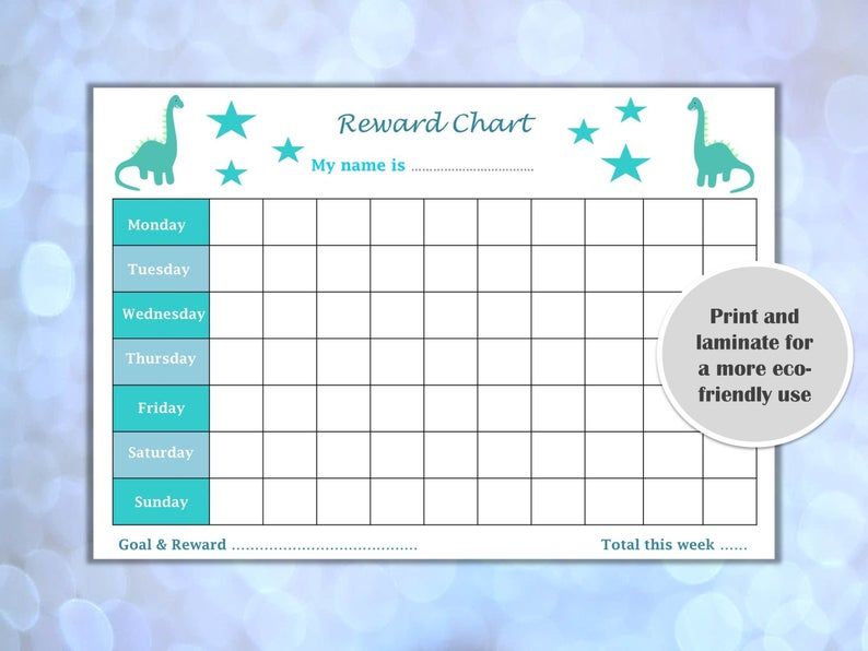 Reward Chart Dinosaurs PRINTABLE Children/Kids reward chart Etsy in Reward Chart Dinosaurs PRINTABLE Children/Kids reward chart Etsy in