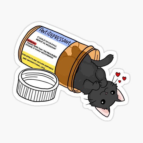 kitty antidepressant love medicine Sticker for Sale by sivelobanova