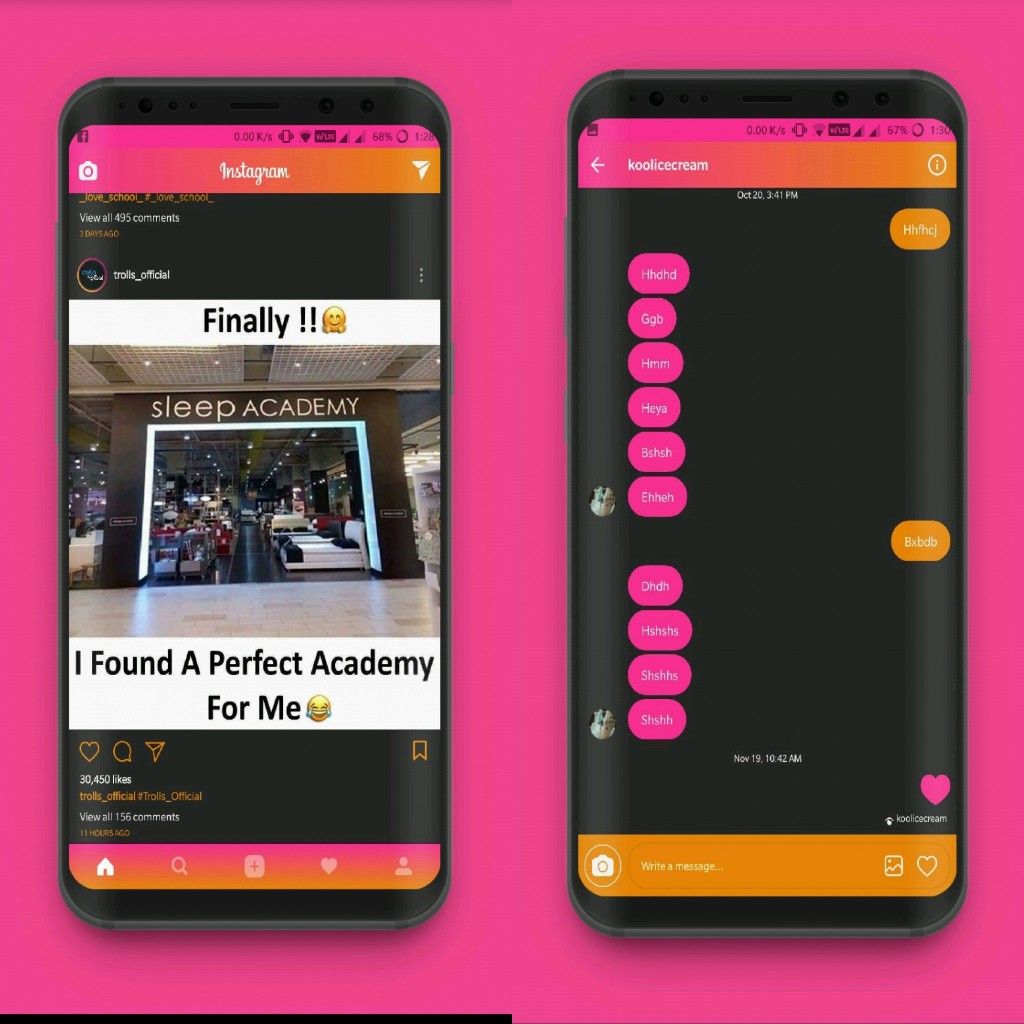 Pink Brown Theme For GBInstagram By ASK Reality Pink