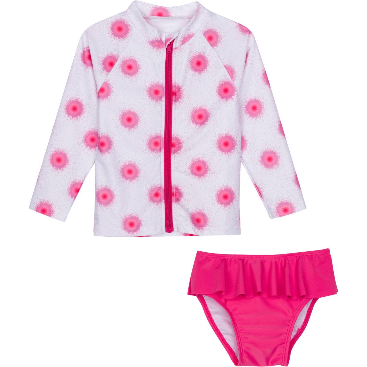 Sun Protection Baby Girl Rash Guard Swimsuit Set Long Sleeve Bikini with UPF 50
