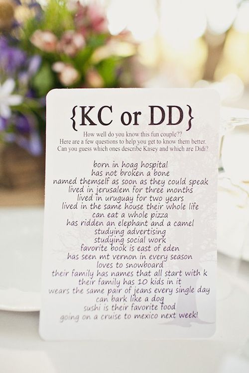 wedding trivia cards