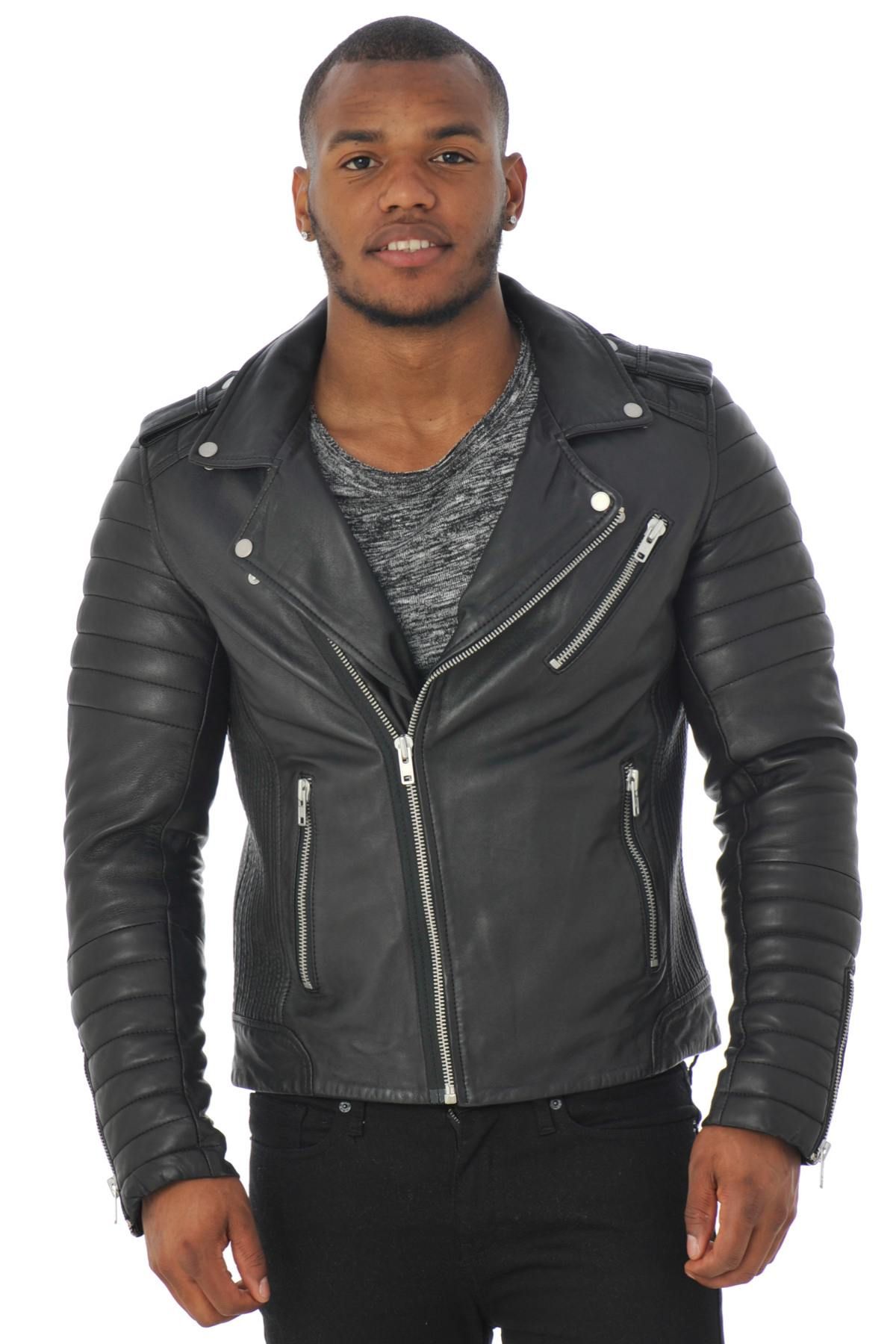 Blouson Homme Serge Pariente HIPSTER NOIR. Disponible en S,M Blouson homme serge pariente HIPSTER NOIR cuir