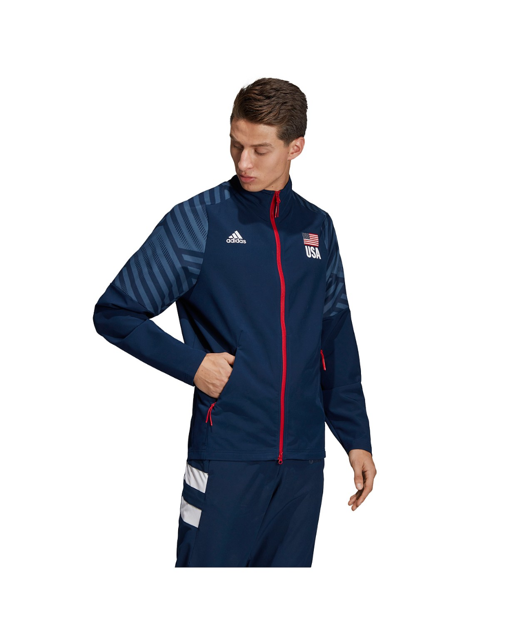 Adidas Men S Usa Volleyball Warm Up Jacket Reviews Coats Jackets Men Macy S In 2020 Jackets Volleyball Jacket Adidas Men