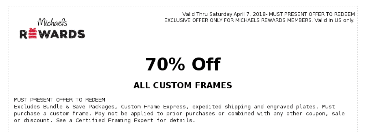 Michaels Coupon: 70% Off Custom made Frames (Within-Retail outlet photograph regarding Michaels Coupon Printable referred to as Michaels Coupon: 70% Off Tailor made Frames (Within just-Retail outlet
