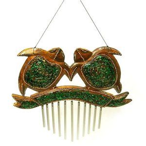 Door chime wind chime window chime wooden tortoise green steel pipe sound musical instrument interior Asian Bali Thai …