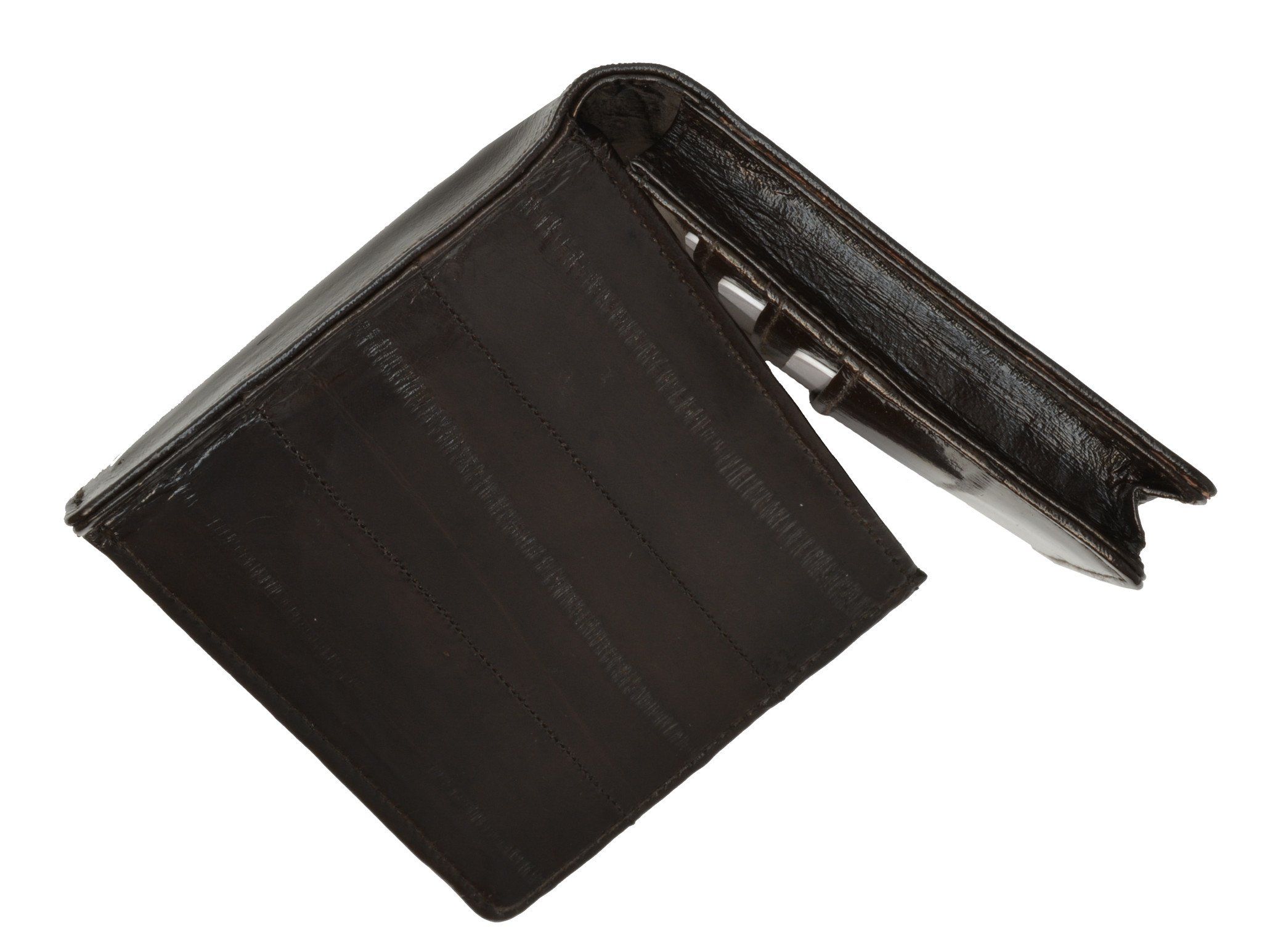 Black Genuine Eel Skin Leather Bilfold Wallet Men/'s Purse Credit Card Wallet