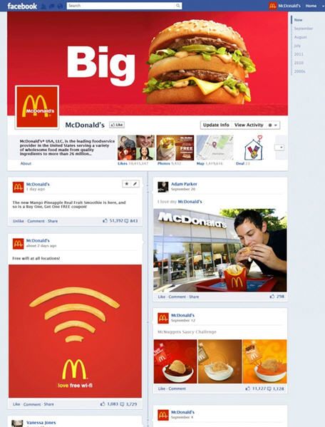 Sample McDonalds Timeline Fan Page (design commissioned by Mashable