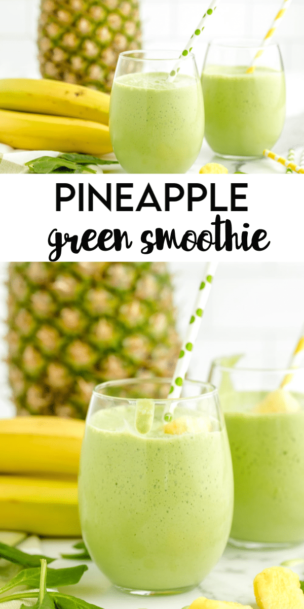 This Pineapple Green Smoothie is a delicious way to start off your morning or to enjoy anytime during the day! This green smoothie is filled with pineapple, spinach greens and loads of flavor! Green Smoothie Recipes Healthy, Morning Smoothie Recipes, Healthy Drinks Recipes, Easy Smoothies, Healthy Juices, Smoothie Diet, Weight Loss Smoothies, Juicing Recipes, Health And Nutrition