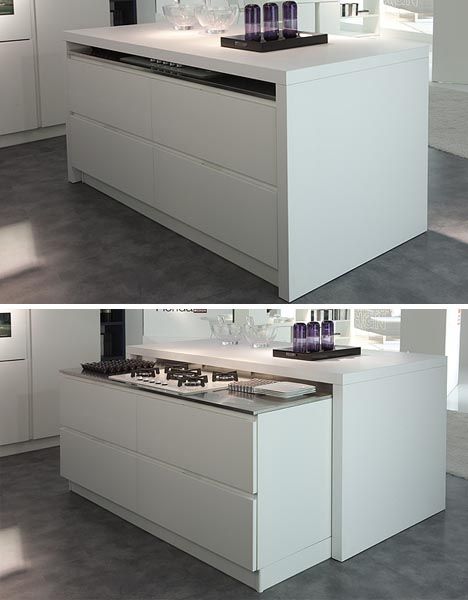 Cucina a scomparsa ad isola, con piano snack a copertura del piano ... Cucina con snack