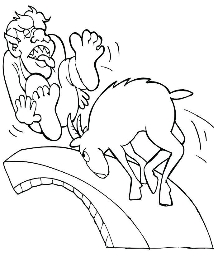 3 Billy Goats Gruff Coloring Pages Three Billy Goats Gruff Coloring