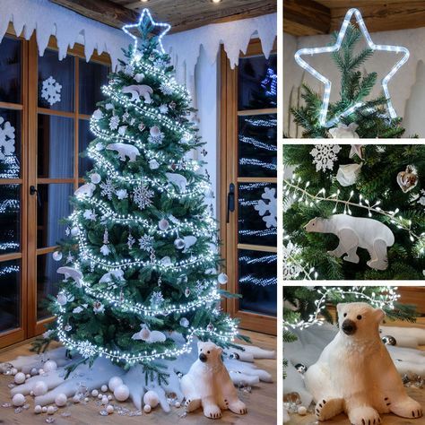 Albero di natale bianco e argento Albero di natale bianco e argento
