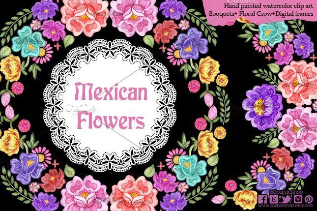 Mexican Flowers watercolor clip art Flowers#watercolor#Mexican #affiliate #clipartfreebies Mexican Flowers watercolor clip art Flowers#watercolor#Mexican #affiliate #clipartfreebies