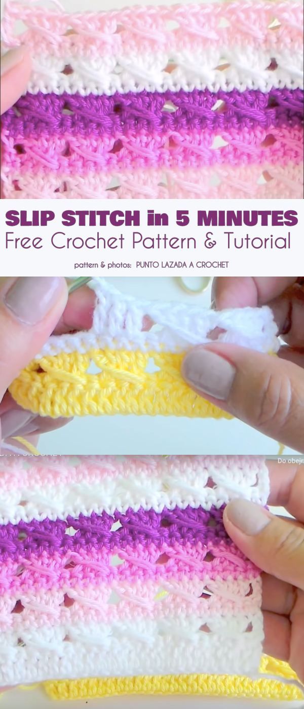 Slip Stitch in 5 Minutes Free Crochet Pattern and Tutorial #crochetstitchestutorial
