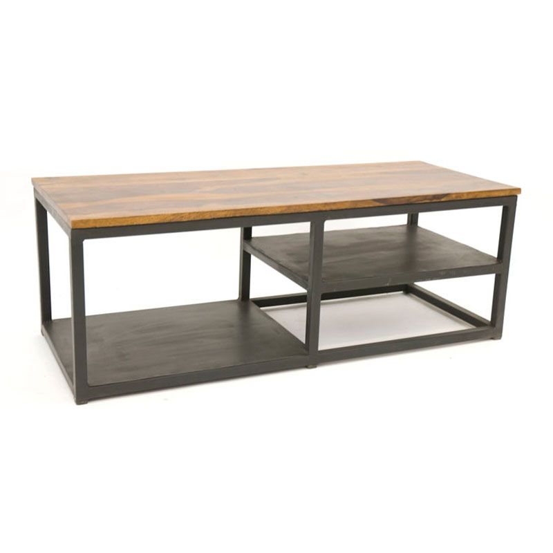 Meuble Tv Acier Noir Et Bois 4 Tiroirs Meubles Et Rangements Par