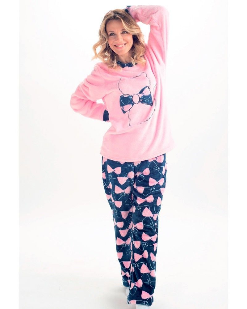 Pijama Con Lazo Traje De 2 Piezas Pantalones De Manga Larga Pijama Con Lazo Traje De 2 Piezas Pantalones De Manga Larga