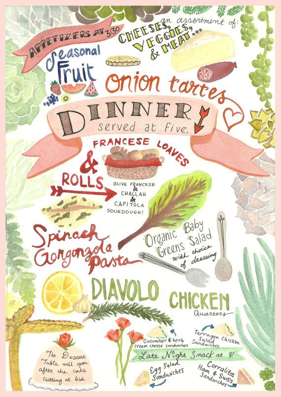 Custom Watercolor Menu Wedding Paper Goods Hand Lettered Succulents Custom Watercolor Menu Wedding Paper Goods Hand Lettered Succulents Ilrations Cake Poppies Le S Bakery Rosticceria Capitola California