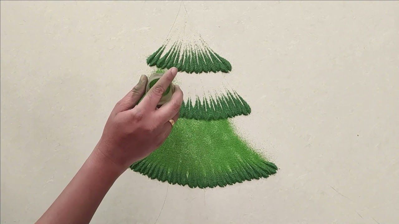 2 Super Easy Christmas Tree Rangoli Design | Christmas Day 2021 | Easy C... Latest Rangoli, Simple Christmas Tree, Rangoli Designs, Super Easy, The Creator, Color, Colour, Colors