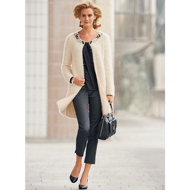Chaqueta larga, cuello joya ANNE WEYBURN: precio, comentarios y disponibilidad. ...