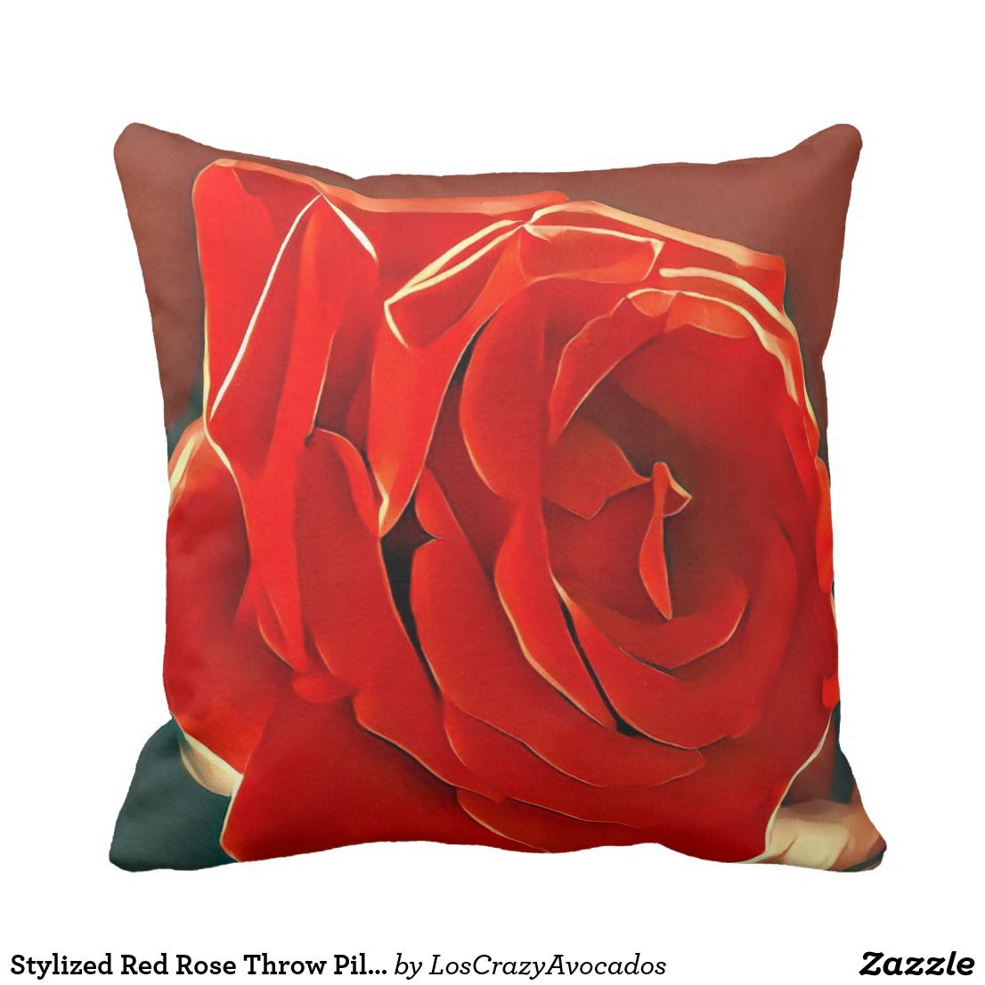 Stylized Red Rose Throw Pillow Pillows And Stylized Red Rose Throw Pillow