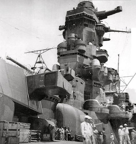 forward superstructure and bridge of battleship musashi navy