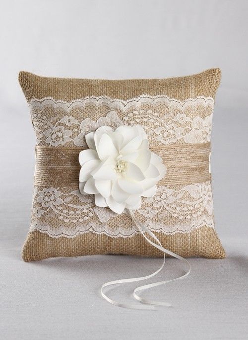 Rustic wedding ring pillow jute wedding pillows rustic wedding pillows