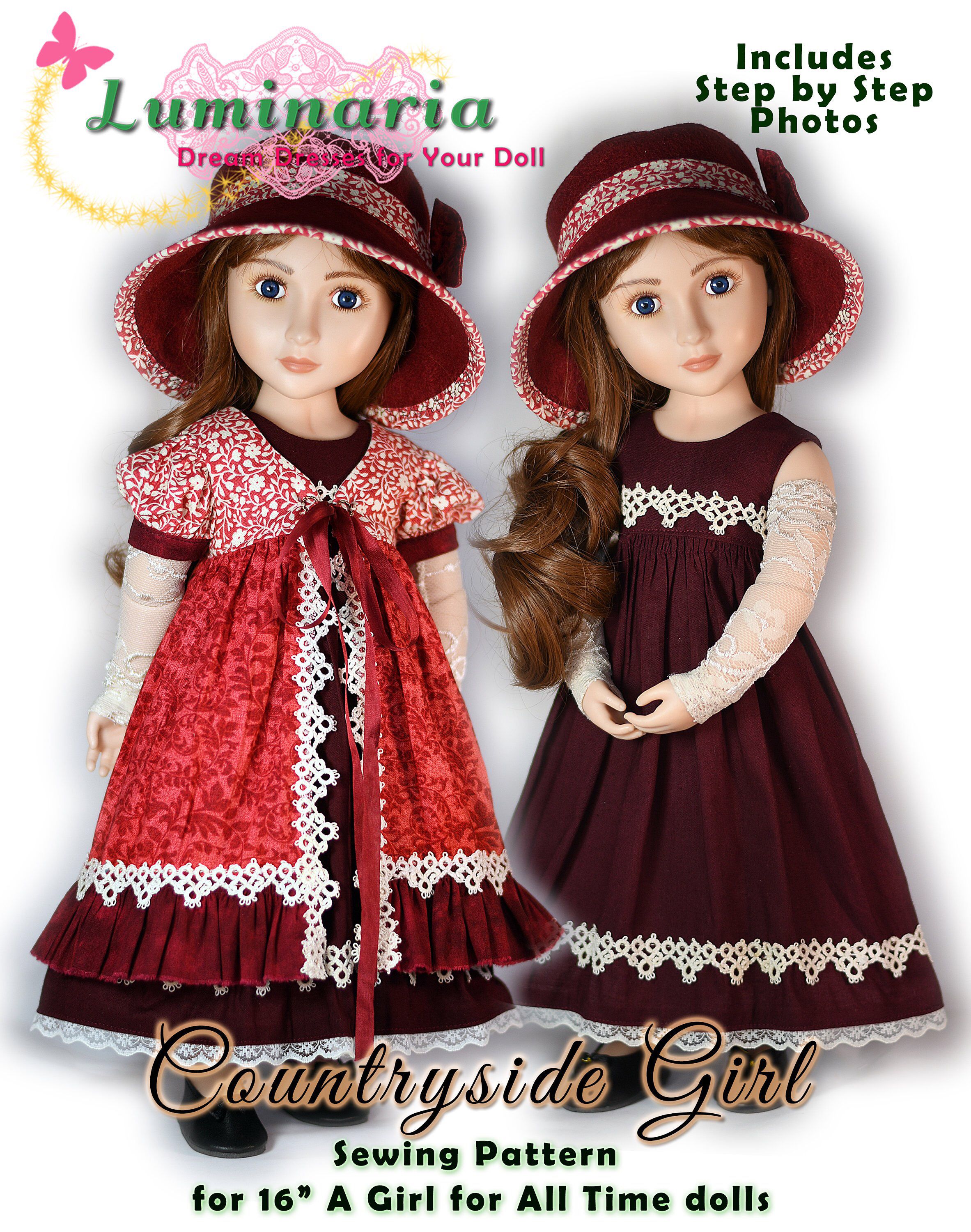 PDF 2 Versions of Regency Dress Pattern For 16/" A Girl For All Time AGAT Dolls