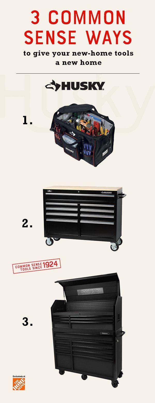 Now that you’re a homeowner, you’ve probably built up a sizeable collection of tools to help with all the DIY home repair, renovation and design projects you have to undertake on your own. But don’t forget about storage and organization. Husky can help keep your garage or work station clean and organized with the Large Mouth Bag with Tool Wall, the 46in Mobile Workbench or our signature 15-Drawer Tool Chest and Cabinet. Click to explore more Common Sense tools. Woodworking Tools Router, Essential Woodworking Tools, Antique Woodworking Tools, Woodworking Chair, Woodworking Videos, Fine Woodworking, Youtube Woodworking, Woodworking Equipment, Woodworking Supplies