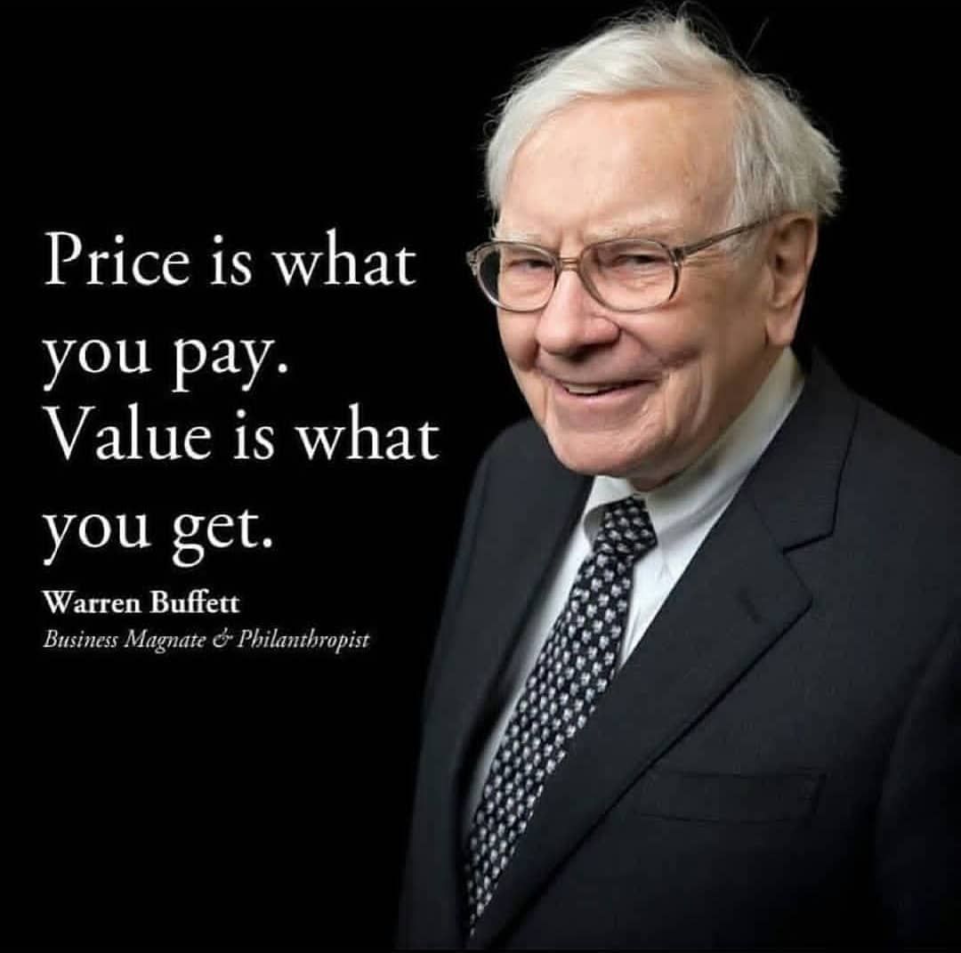 Warren Buffett on Instagram: “"Price is what you pay. Value is ...
