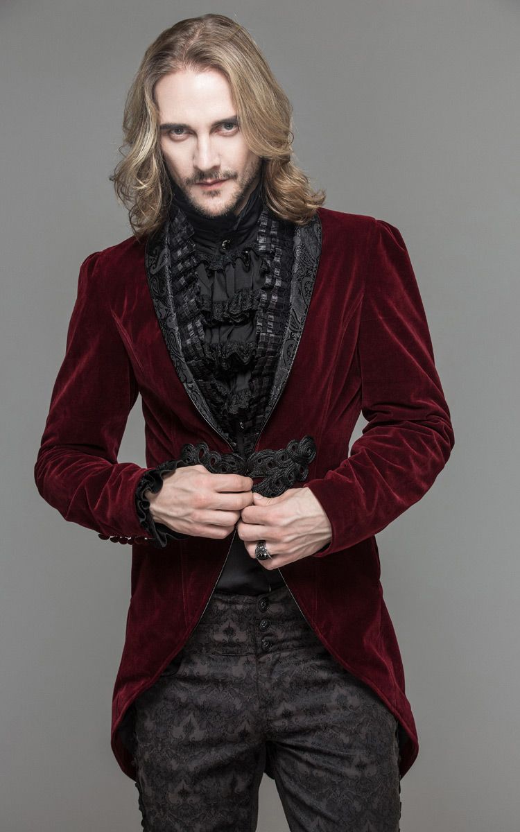 Black Tapestry and Suede Steampunk Frock Cutaway Swallowtail Wedding Jacket - Et