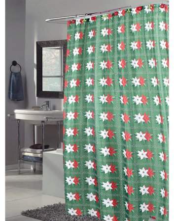 Carnation Home Fashions /"Deck The Halls/" Fabric Shower Curtain