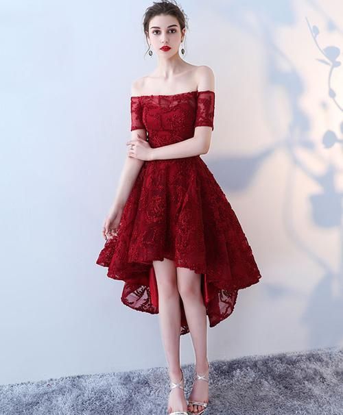 Champagne tulle lace short prom dress, champagne evening dress