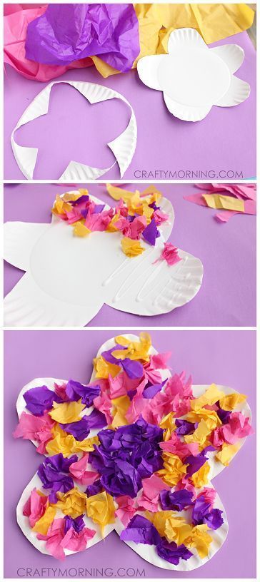 Easy Paper Plate Flower Craft Using Tissue Paper Cute Spring Or