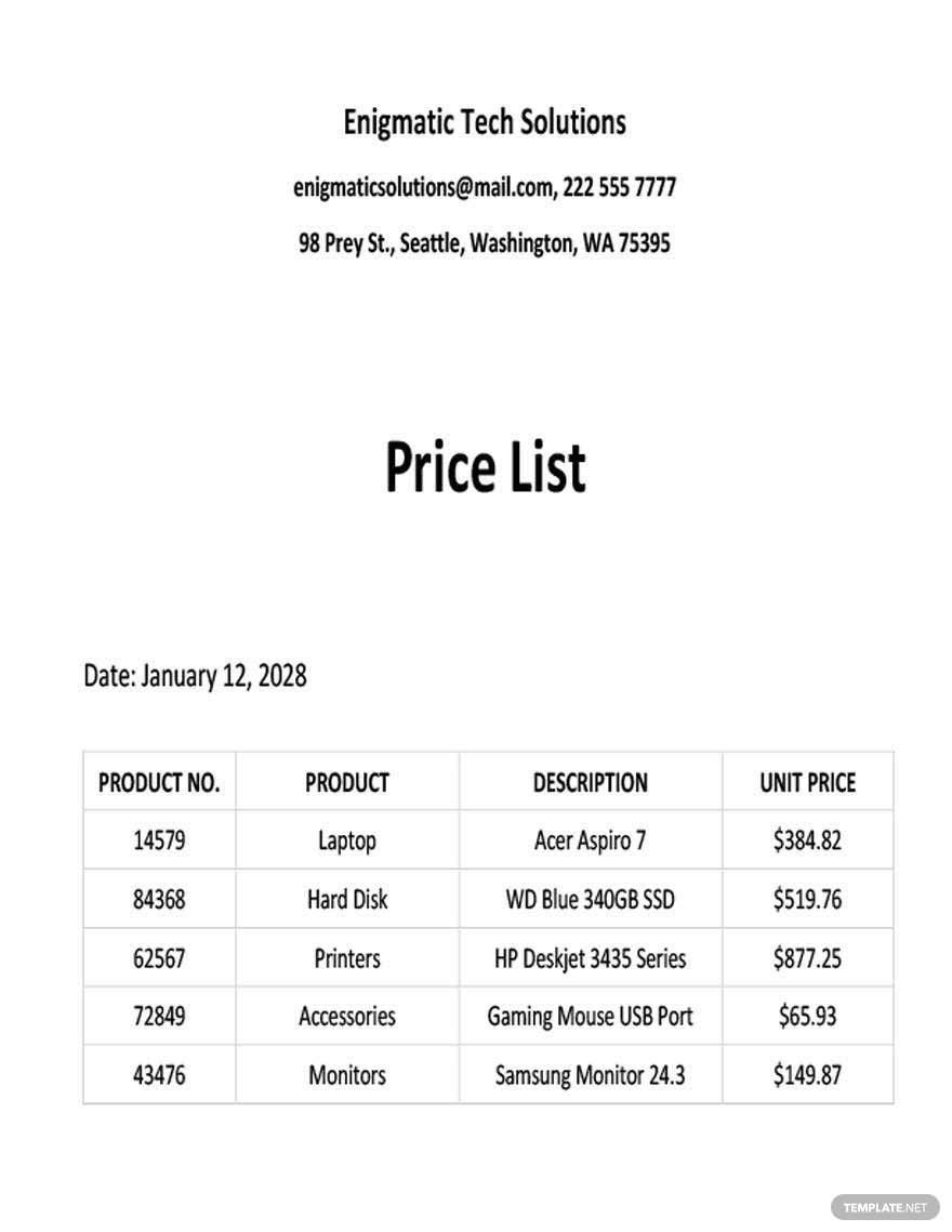 Free Grocery Shop Price List Template - Google Docs, Google Sheets, Excel, Word, Apple Numbers, Apple Pages, Publisher