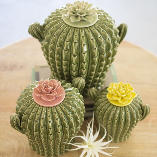 Set Of 3 Cactus Canisters Lafleur Home Decor Cactus Decor Home Decor Accessories Decorative Accessories