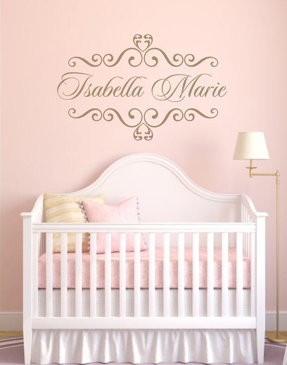 Love That Lets Do It Kid S Room Pinterest Bedroom Walls Items Similar To Vinyl Decal Personalized Baby Nursery Name Wall Elegant Shabby Chic Heart Frame Room Bedroom Art