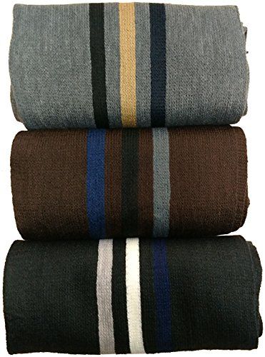 Yacht&Smith 3 Pack Mens Designer Winter Scarves, Stripe Patterned Neck Scarf #mensscarves