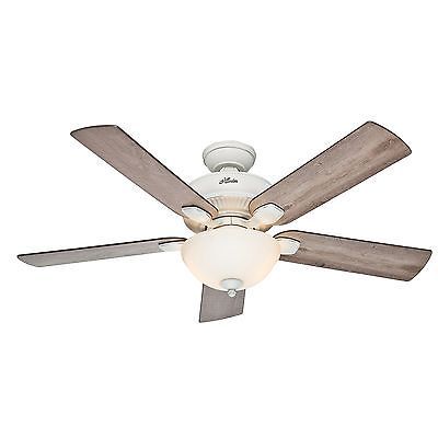Huner 52 Damp Rated Cottage White Ceiling Fan Outdoor Hunter 52 Cottage White Outdoor Ceiling Fan With Grey Pine Blades Light Kit