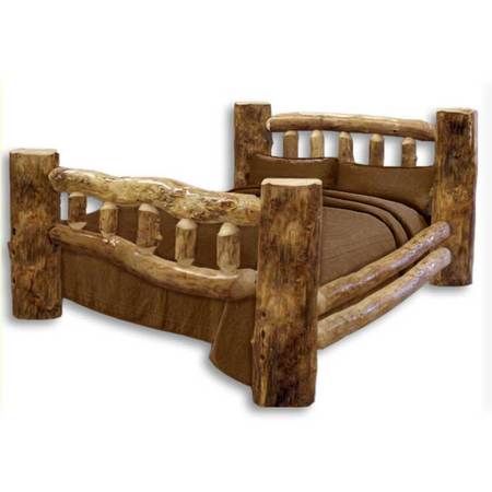 1104 Classic Rustic Log Bed | Log bed, Rustic log furniture, Log furniture