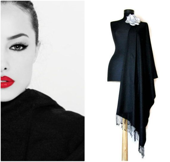 Black Shawl Elegant Scarf Stylish Formal Wrap Black by RosaShawls Bridesmaids...